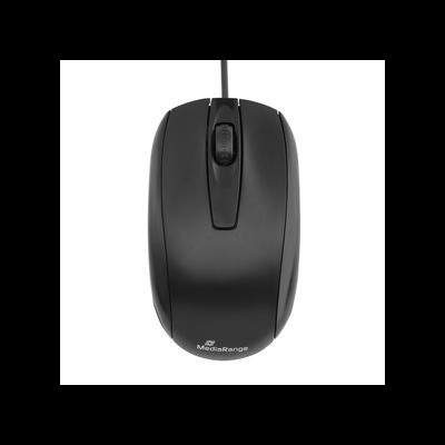 Rato de computador preto com cabo e logótipo MediaRange