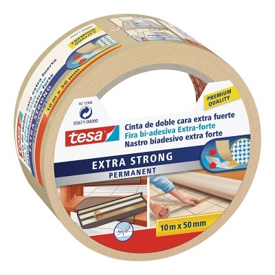 Rolo de fita adesiva duplica face extra forte tesa com embalagem com texto e imagens