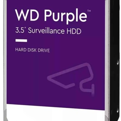 Disco rígido Western Digital WD Purple 3.5 com etiqueta roxa e branca