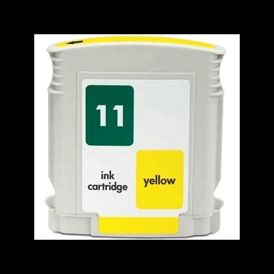 Cartucho de tinta amarelo com etiquetas identificativas