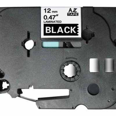 Cartucho de fita para rotuladora preta laminada AZ Tape 12 mm