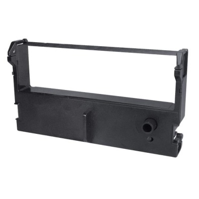 Fita de impressora preta com estrutura plástica retangular e textura lisa