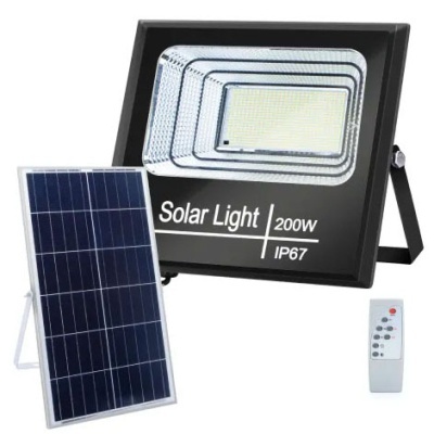 Luz solar LED 200W com painel solar e comando remoto