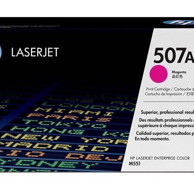 Caixa de toner HP LaserJet 507A cor magenta para impressora