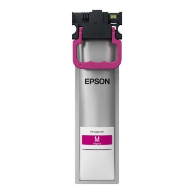 Cartucho de tinta Epson magenta com pega rosa e texto EPSON