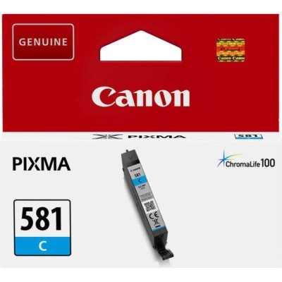Embalagem tinteiro Canon PIXMA 581 ciano vermelho branco