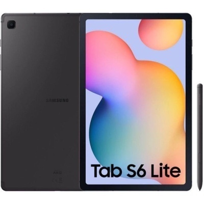 Tablet Samsung Tab S6 Lite cinza escuro com ecrã colorido e caneta stylus
