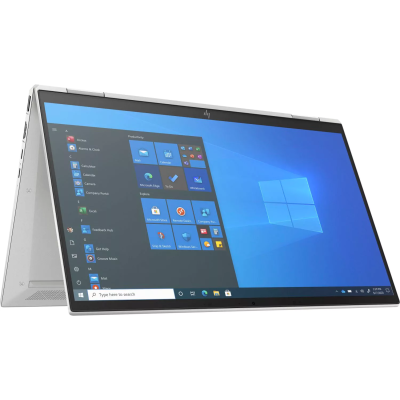 Computador portátil conversível HP em modo tenda com ecrã Windows 10