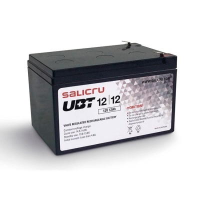 Bateria recarregável preta SALICRU UBT 12 12 com etiqueta branca