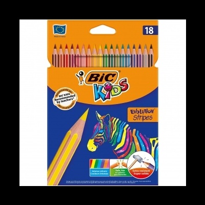 Caixa de lápis de cor BIC Kids Evolution Stripes com 18 cores