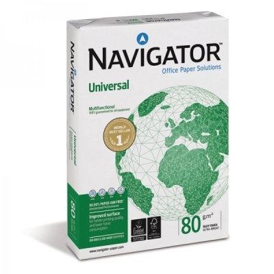 Pack de papel branco Navigator Universal para escritório com selo FSC e Ecolabel
