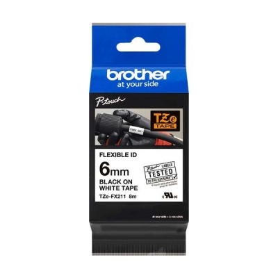 Embalagem de fita de identificação flexível Brother P-Touch preta sobre branca
