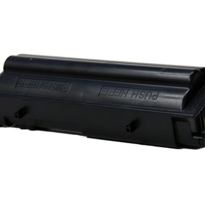 Cartucho de toner preto para impressora com texto PUSH HERE em relevo