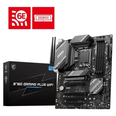 Placa-mãe MSI B760 GAMING PLUS WIFI com caixa e antenas