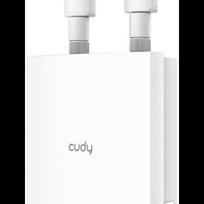 Router sem fios branco com duas antenas e luzes LED verdes na lateral