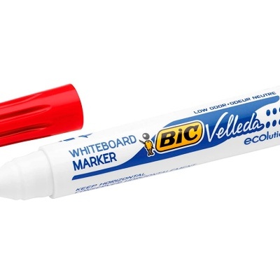 Marcador de quadro branco BIC Velleda branco com tampa vermelha e ponta preta