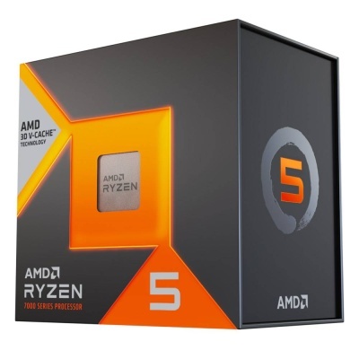 Embalagem do processador AMD Ryzen 5 série 7000 preta e laranja