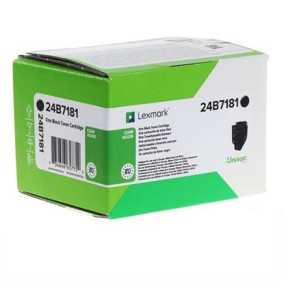 Caixa verde e branca de cartucho de toner preto Lexmark 24B7181