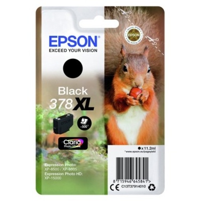 Cartucho de tinta preto Epson 378 XL com imagem de um esquilo