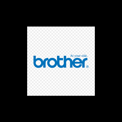 Logotipo azul da Brother com texto At your side.