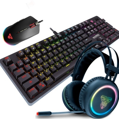 Conjunto gaming teclado mecânico, rato e auscultadores com iluminação RGB