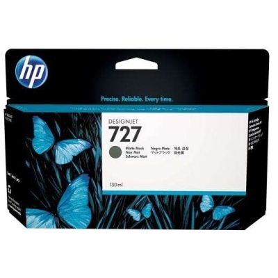 Embalagem de tinta HP Designjet 727 Matte Black com borboletas azuis