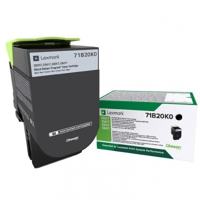 Cartucho toner Lexmark 71B20K0 com caixa branca e verde