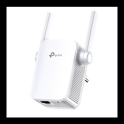 Repetidor Wi-Fi TP-Link branco com duas antenas externas verticais