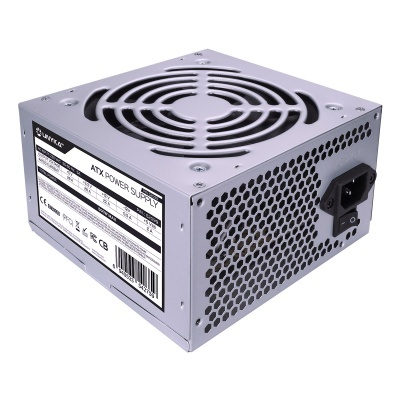 Fonte de alimentação ATX POWER SUPPLY metálica cinza com ventilador e grelha hexagonal
