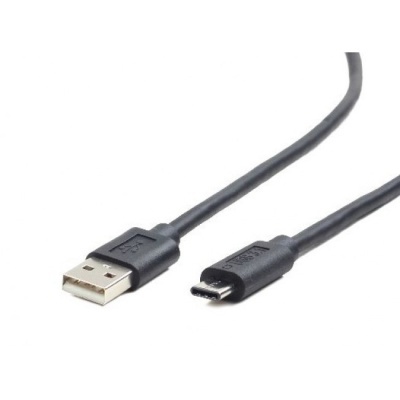Cabo USB preto com conector tipo A e micro USB