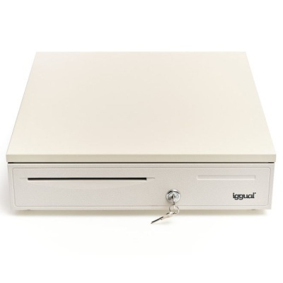 Gaveta de caixa registadora metálica creme com fechadura e chaves