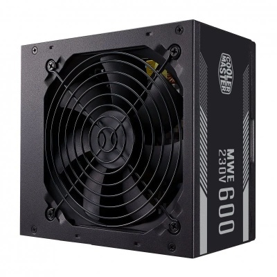 Fonte de alimentação Cooler Master MMWE 230V 600 preta com ventoinha.