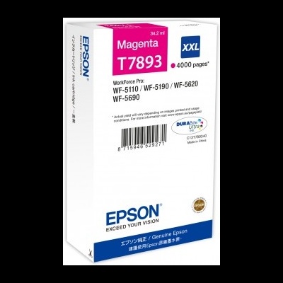 Embalagem de tinta magenta para impressora Epson T7893 XXL