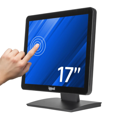 Monitor táctil castanho preto 17 polegadas da marca iggual com ecrã azul