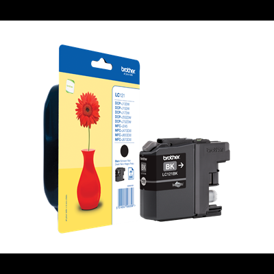 Cartucho de tinta preta Brother LC121BK com embalagem