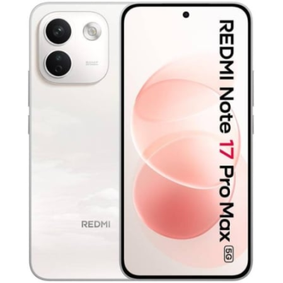 Smartphone Redmi Note 17 Pro Max 5G branco com duas câmaras traseiras e ecrã grande