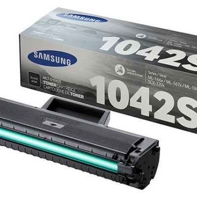 Cartucho de toner Samsung 1042S preto com caixa cinza e azul