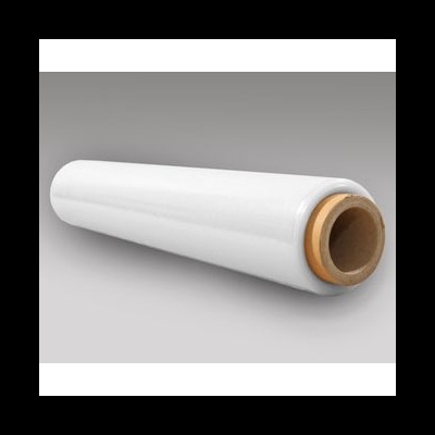 Rolo de película transparente com cilindro de cartão castanho