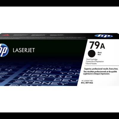 Cartucho de impressão HP LaserJet 79A preto em embalagem preta e branca