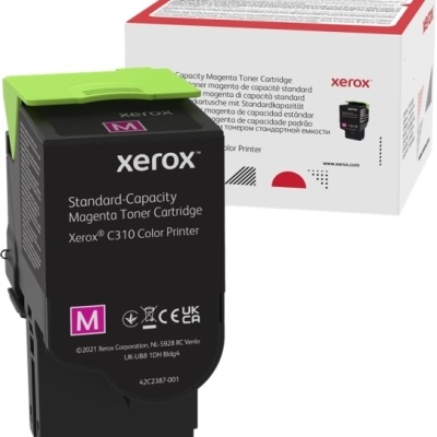 Cartucho de toner magenta para impressora Xerox C310 com embalagem branca.