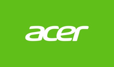 Logotipo ACER branco sobre fundo verde