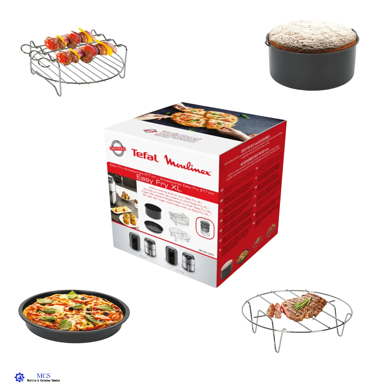 Acessórios Easy Fry Moulinex XA112010 Caixa do Easy Fry XL da Tefal Moulinex e acessórios para assados