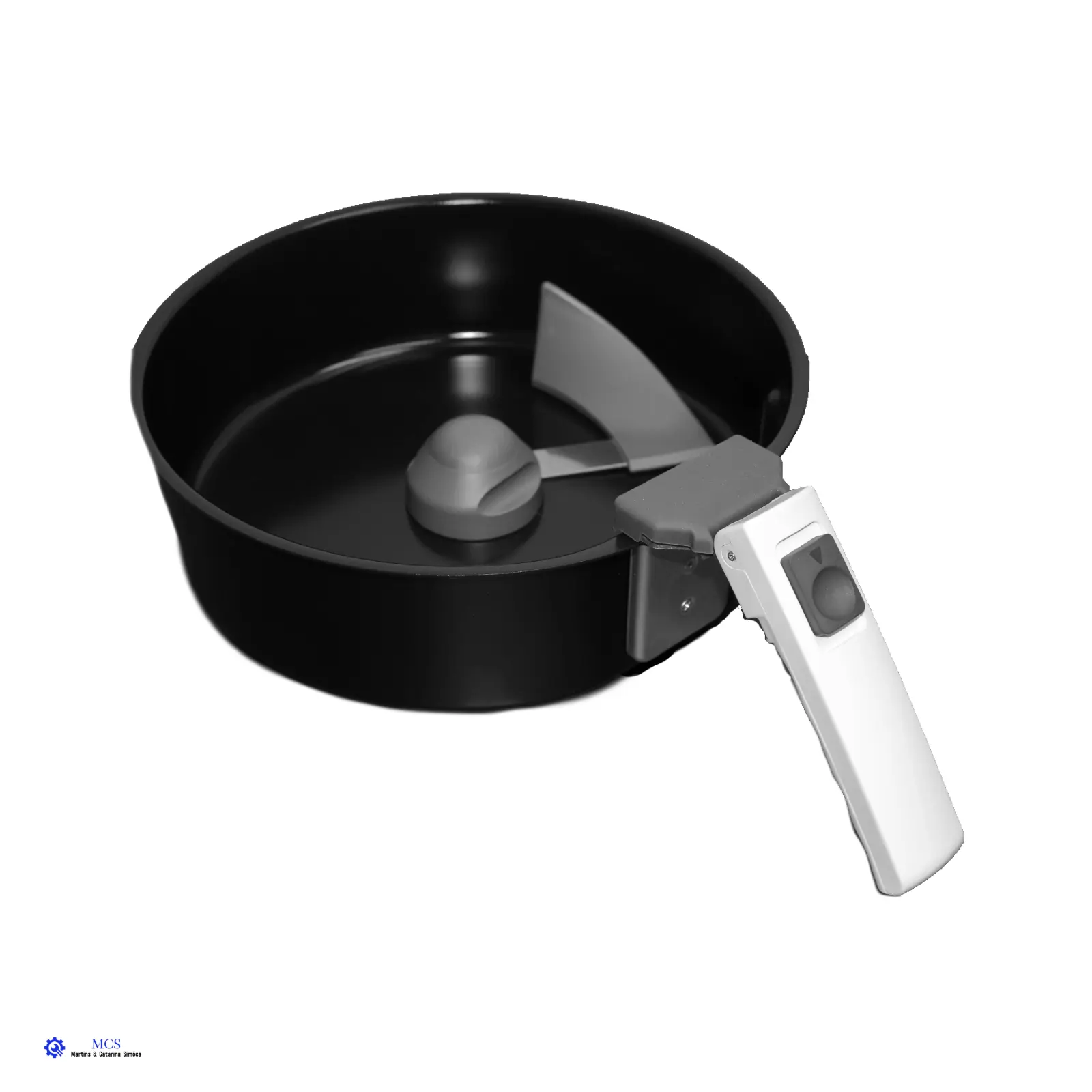 Cuba com Pá para fritadeira Delonghi Multifry FH1163 Frigideira preta antiaderente com pega branca e lâmina metálica