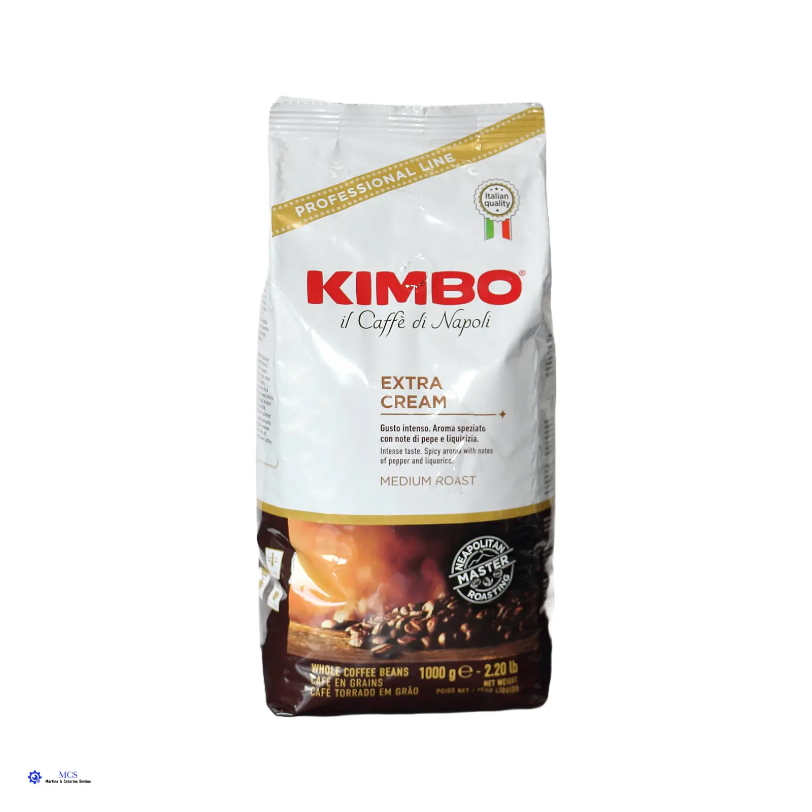 Café Grão Kimbo Extra Cream Pacote de café em grão Kimbo Extra Cream 1000g