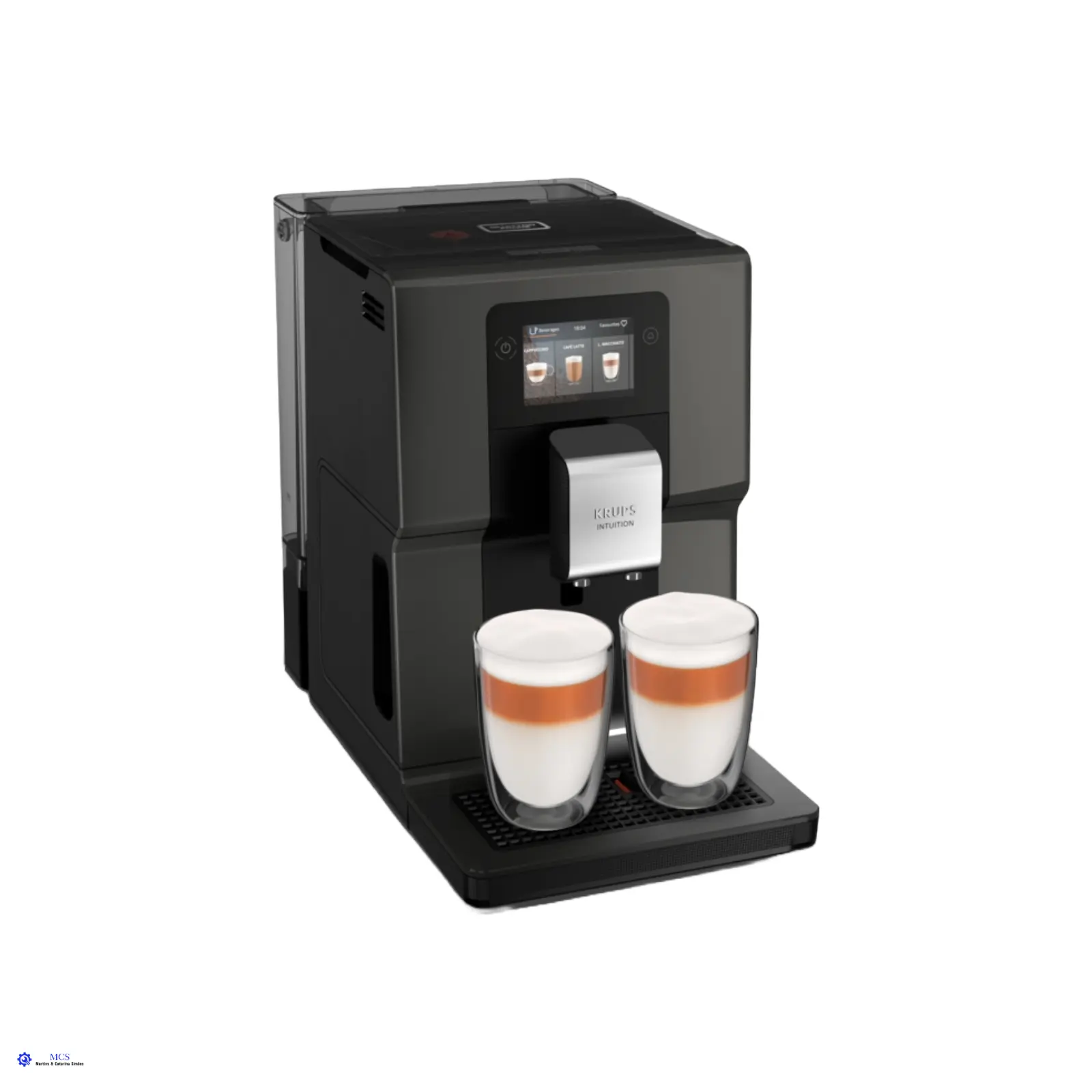 Máquina de café automática Krups Intuition Preference EA872B10 Máquina de café automática preta Saeco com duas chávenas de café