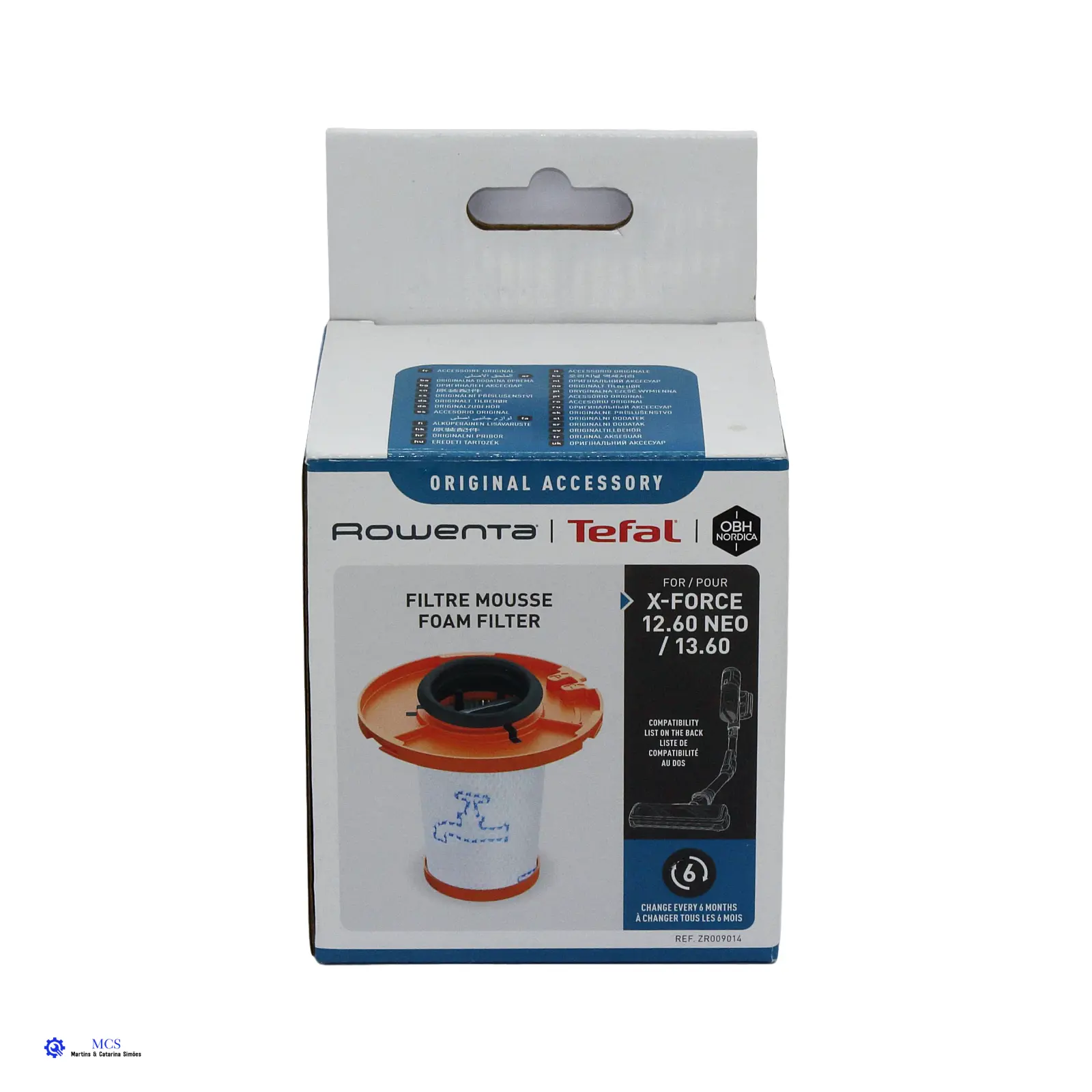 Filtro Rowenta ZR009014 Ar Puro para o Seu X-Force Flex Embalagem de filtro de espuma para aspirador Rowenta Tefal X-Force