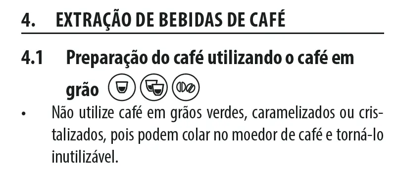 Delonghi magnifica evo informa&ccedil;&atilde;o sobre caf&eacute; em gr&atilde;o