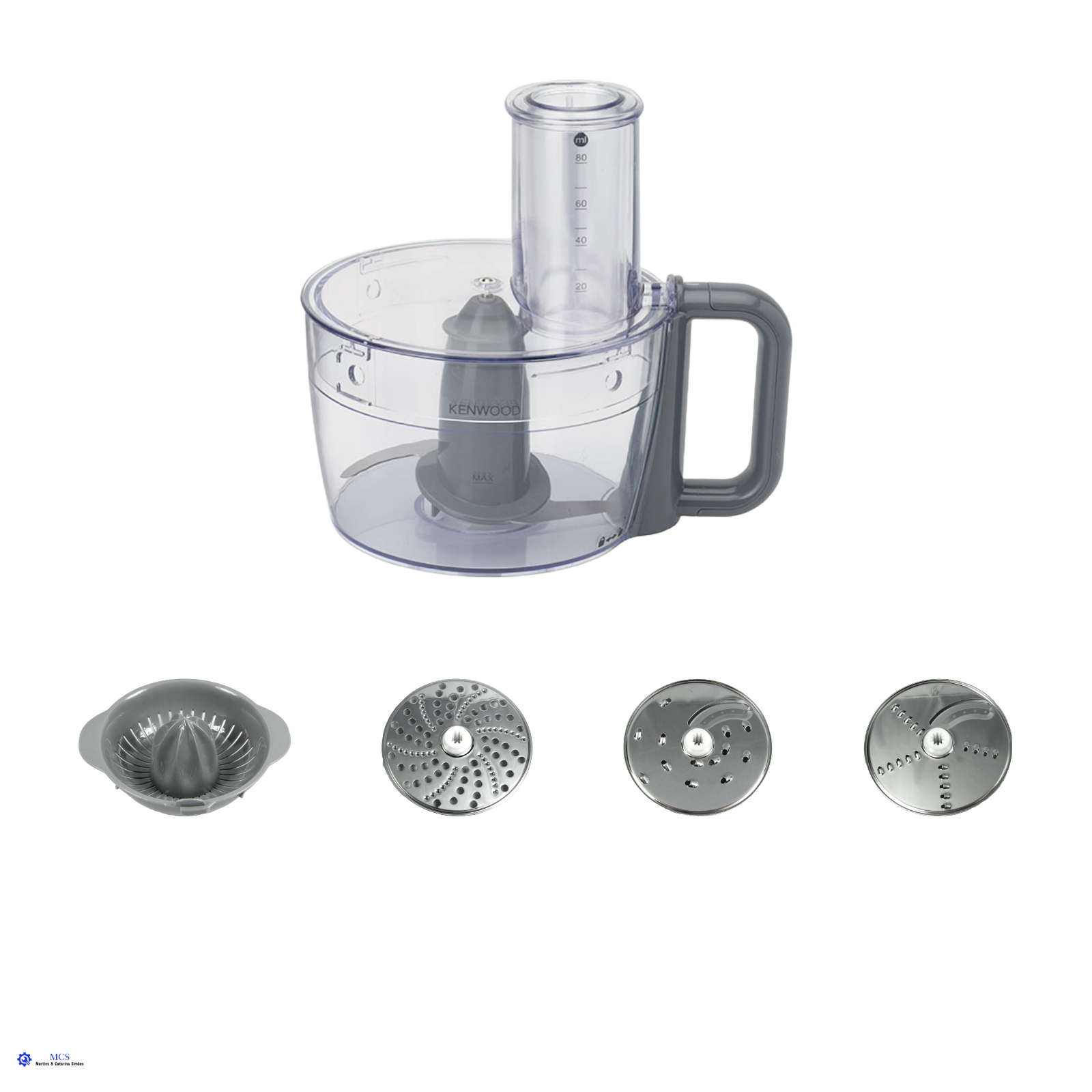 Processador Alimentos Kenwood Prospero Plus KAP40.000GY Processador de alimentos transparente com quatro lâminas de aço inoxidável