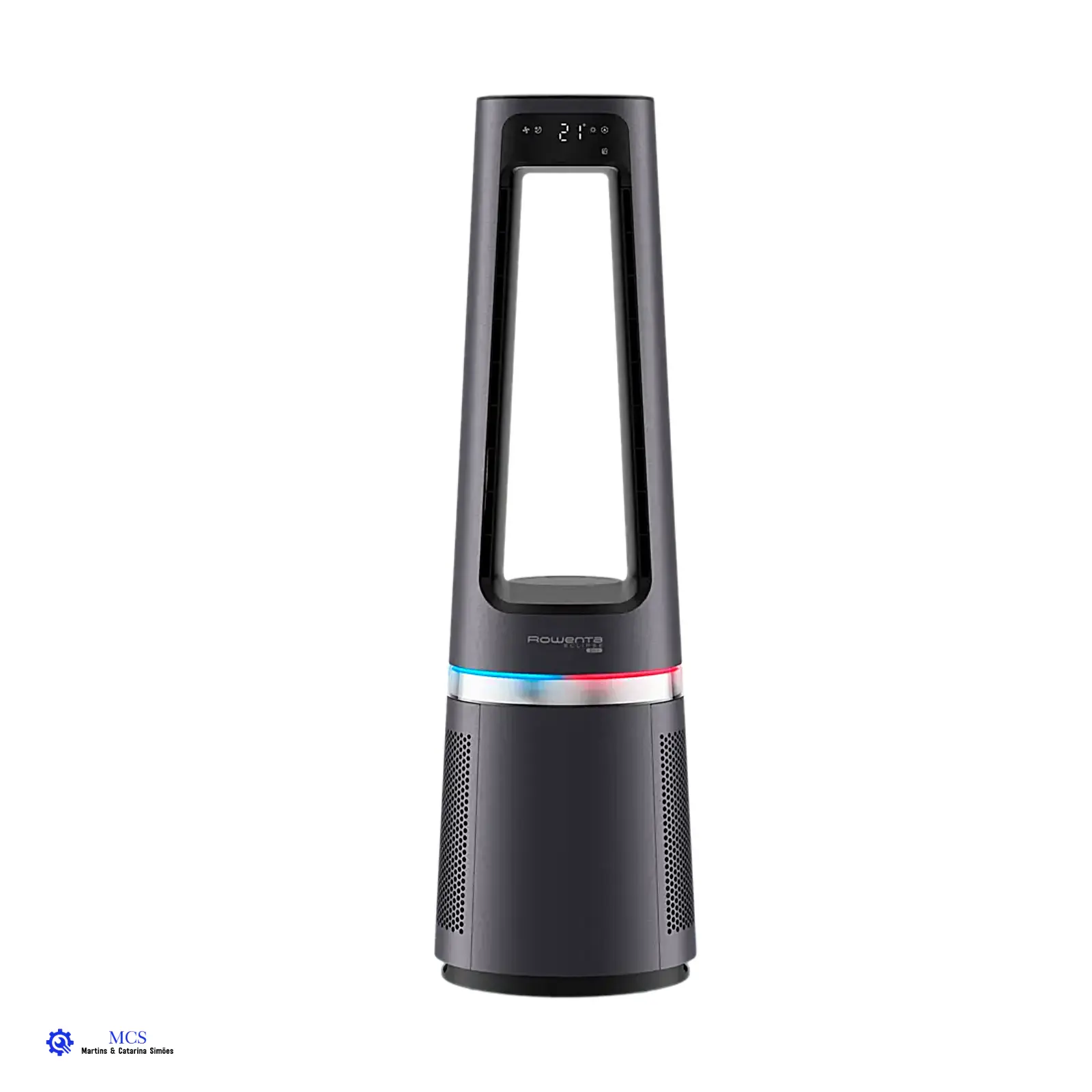 Rowenta Eclipse 3 em 1 Urban Metal QU5062F0 Recondicionado Ventoinha de torre preta da Rowenta com painel digital e luzes LED