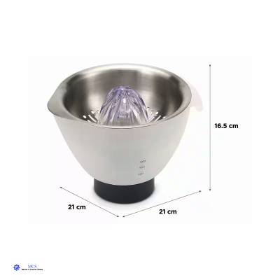 Espremedor manual inox com medidor e base antiderrapante